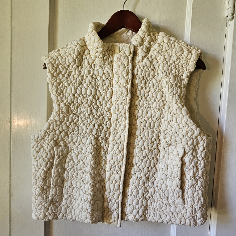 Current Air Textured Boxy Ivory Vest